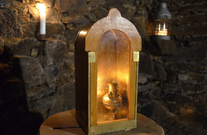 Bergmannslampe im Stollen